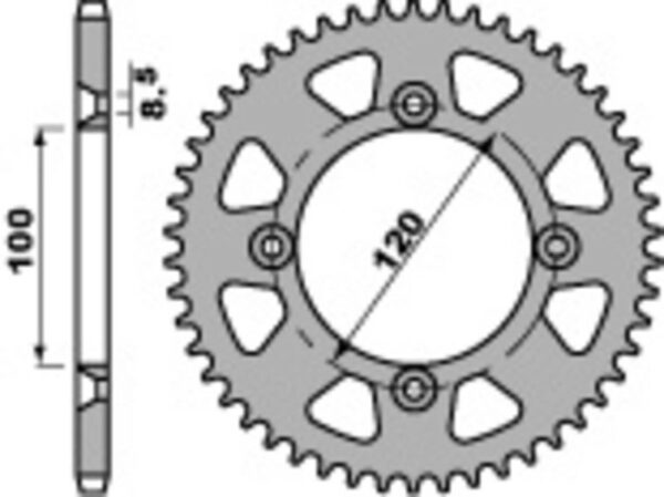 PBR Standard C45 Steel Rear Sprocket 798 - 428 - 52t